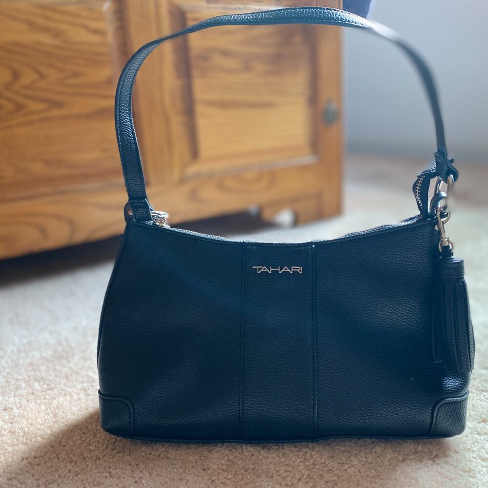 Tahari blk leather shoulder  purse - NEW